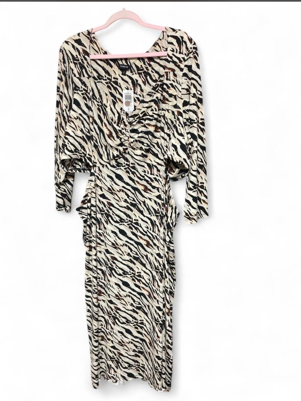 torrid Black Cream Brown Animal-Print Wrap Maxi Dress